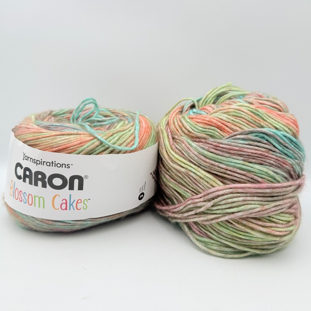 Caron Blossom Cakes Radiant Rainbow Yarn 2 Cakes 8oz Medium 4 Cotton Acrylic